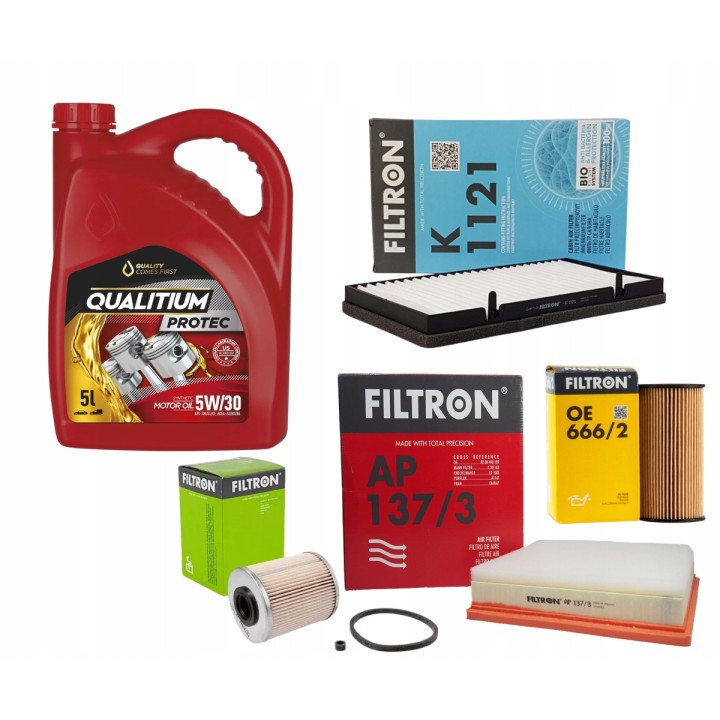 OLEJ QUALITIUM 5W30 ZESTAW FILTRÓW OPEL VIVARO A 2.0 2.5 CDTI FILTRON