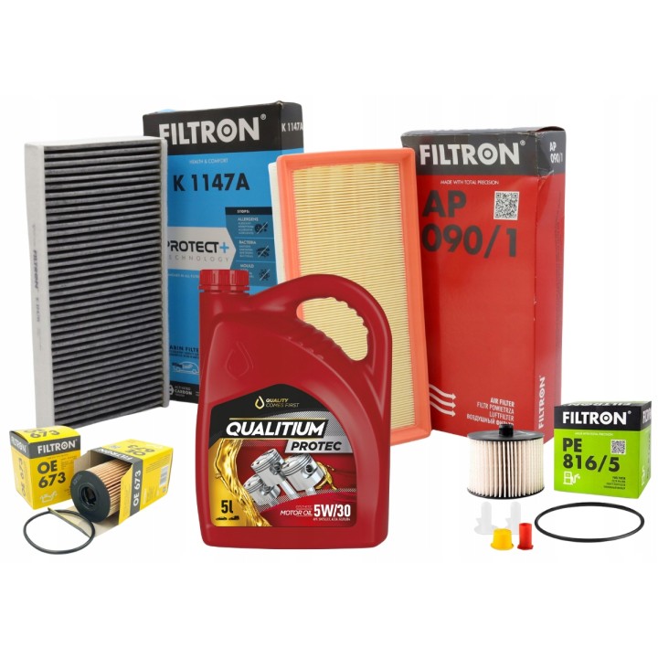 5L OLEJ 5W30 QUALITIUM 5W30 ZESTAW FILTRÓW PEUGEOT 407 2.0HDI 136/140K