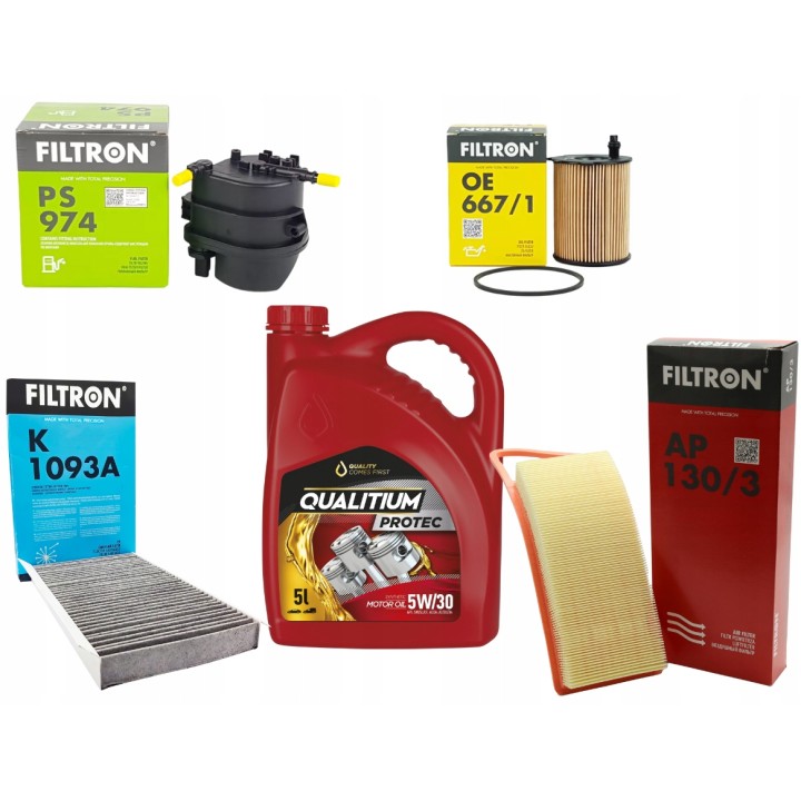 QUALITIUM 5L 5W30 OLEJ + ZESTAW FILTRÓW CITROEN C2 C3 1.4 HDI