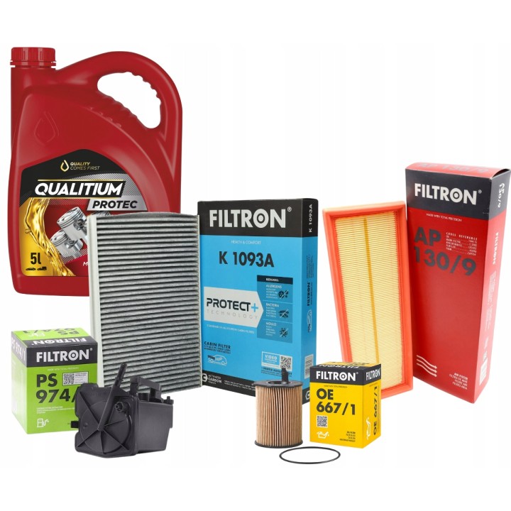 OLEJ QUALITIUM 5L 5W30 + ZESTAW FILTRÓW CITROEN C2 C3 C4 1.6HDi