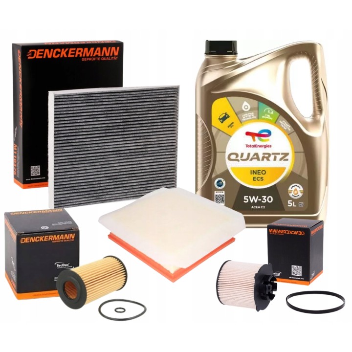 5L OLEJ 5W30 TOTAL + ZESTAW FILTRÓW OPEL MERIVA B 10- 1.6CDTI