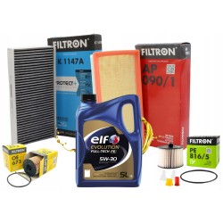 5L OLEJ 5W30 ELF EVOLUTION 5W30 ZESTAW FILTRÓW PEUGEOT 407 2.0HDI 136/140K