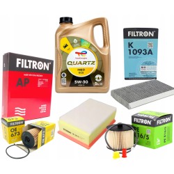 5W30 OLEJ 5L TOTAL INEO ECS + ZESTAW 4X FILTRÓW CITROEN C4 I 2.0HDI