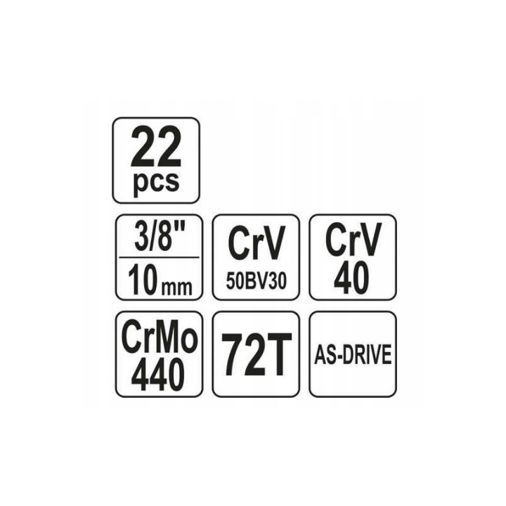 YATO ZESTAW NARZĘDZIOWY 3/8" 22CZ. XS