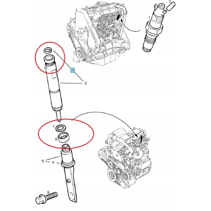 ZESTAW NAPRAWCZY WTRYSKIWACZY OPEL 2.0 2.2 DTI DTL