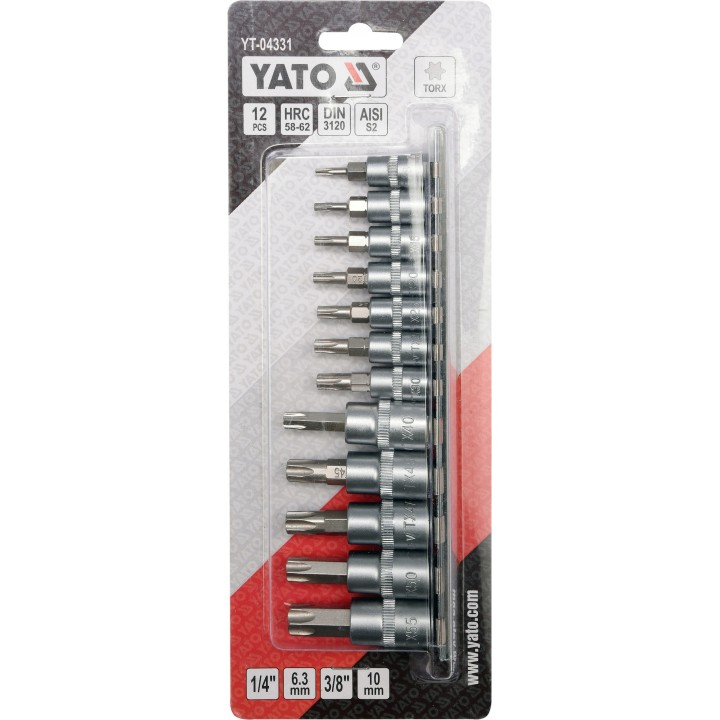 YATO ZESTAW KLUCZY TORX NA SZYNIE 12CZ.