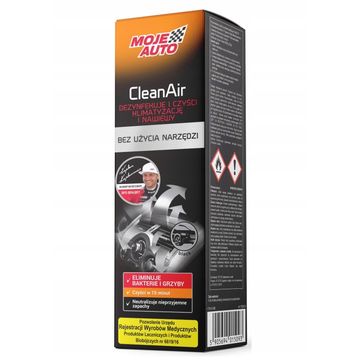 MOJE AUTO ŚRODEK BIOBÓJCZY DO CZYSZCZENIA KLIMATYZACJI CLEAN AIR BLACK 150M