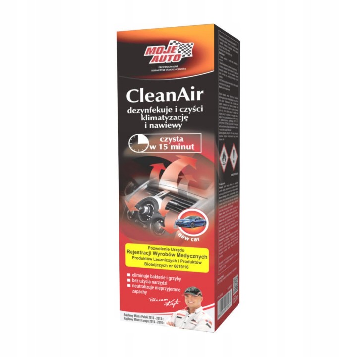 MOJE AUTO ŚRODEK BIOBÓJCZY DO CZYSZCZENIA KLIMATYZACJI CLEAN AIR NEW CAR 15