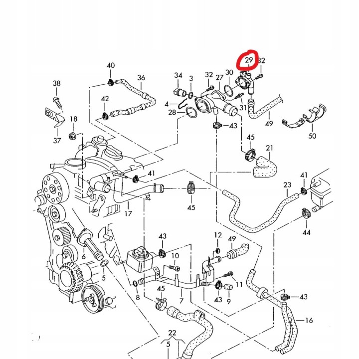 KRÓCIEC WODNY PŁYNU CHŁODZĄCEGO VW PASSAT B5 SHARAN SUPERB I 1.9TDI