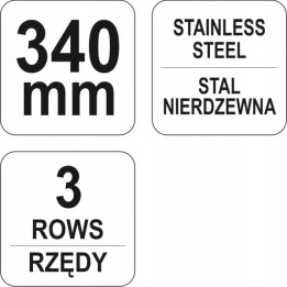 YATO SZCZOTKA DRUCIANA, DRUT NIERDZEWNY, 3 RZĘDY, RĘKOJEŚĆ PLASTIKOWA