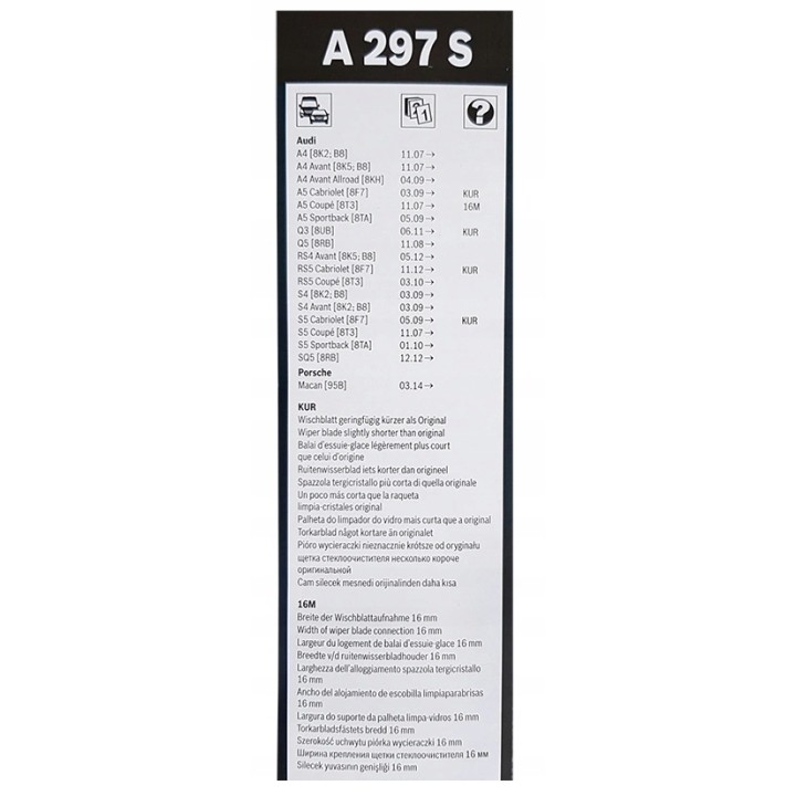 BOSCH WYCIERACZKI AEROTWIN AUDI A4 B8 B9 A5 A7 Q3