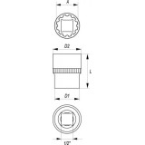 YATO NASADKA 1/2" 32 MM X 45 MM SPLINE