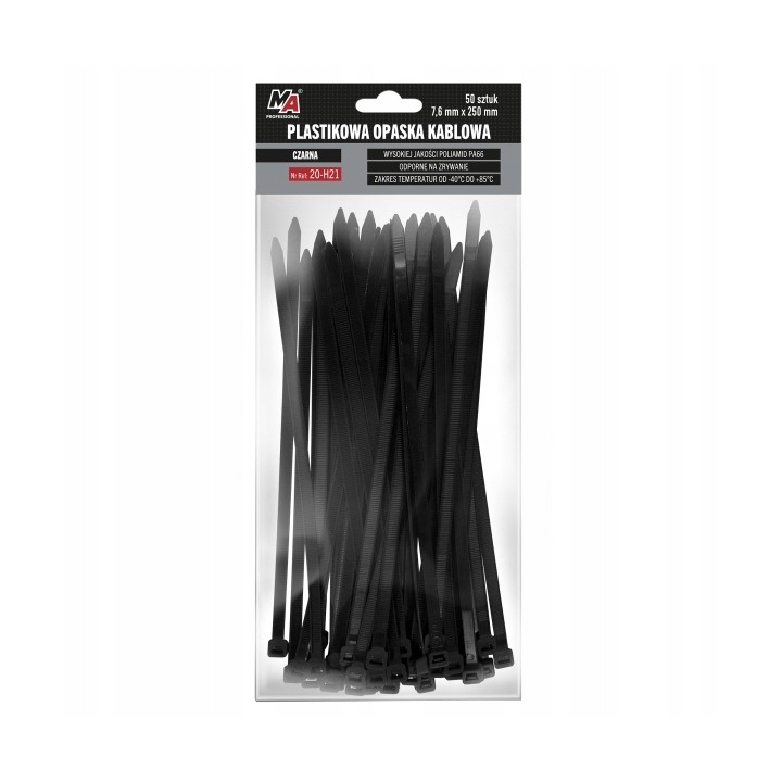 MOJE AUTO OPASKA PLASTIKOWA 7,6X250 (1 OPAK. = 50 SZT) CZARNA