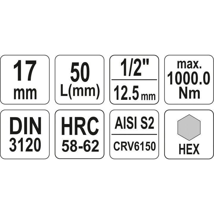 YATO KLUCZ TRZPIENIOWY HEX 1/2" 17MM L55MM