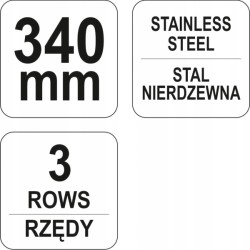 YATO SZCZOTKA DRUCIANA, DRUT NIERDZEWNY, 3 RZĘDY, RĘKOJEŚĆ PLASTIKOWA