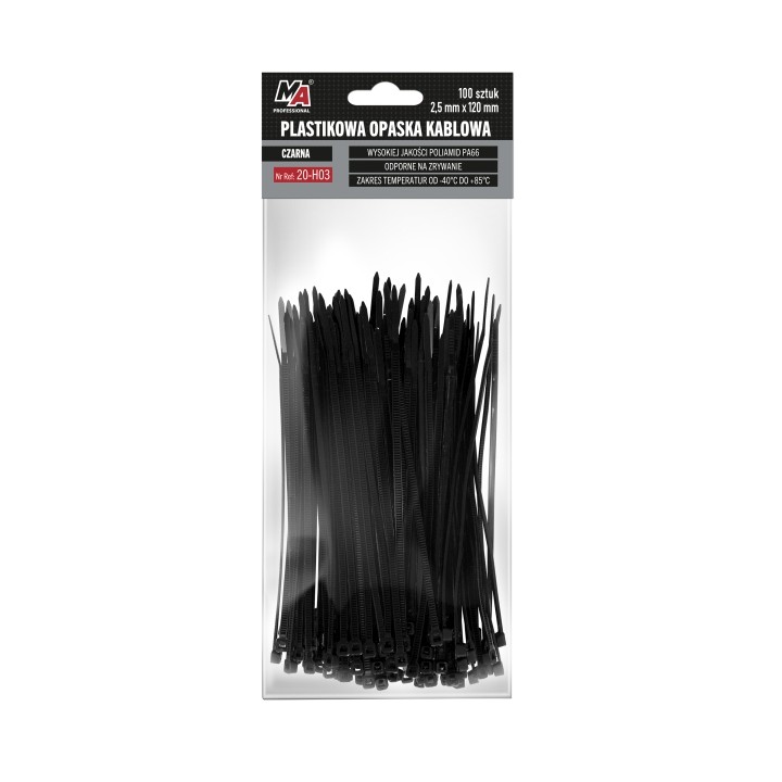MOJE AUTO OPASKA PLASTIKOWA 2,5X120 (1 OPAK. = 100 SZT) CZARNA