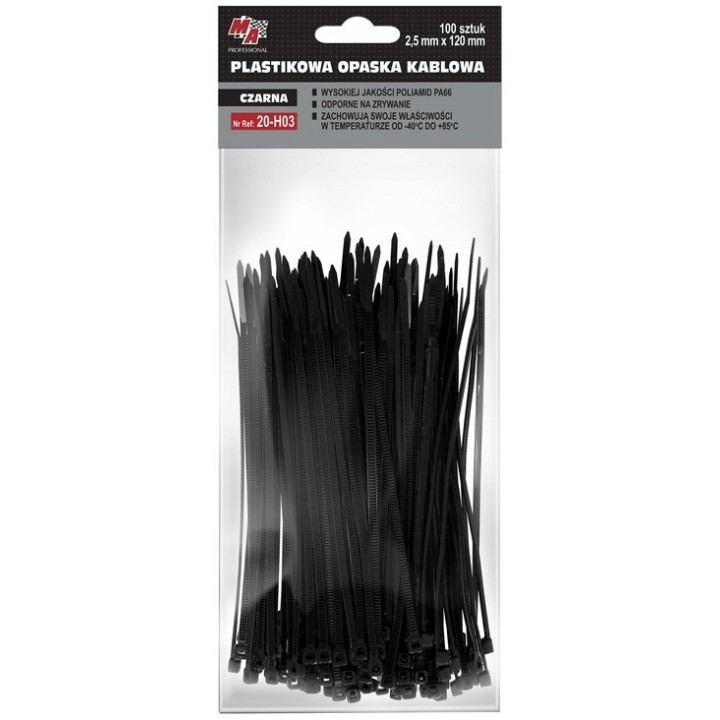 MOJE AUTO OPASKA PLASTIKOWA 2,5X120 (1 OPAK. = 100 SZT) CZARNA