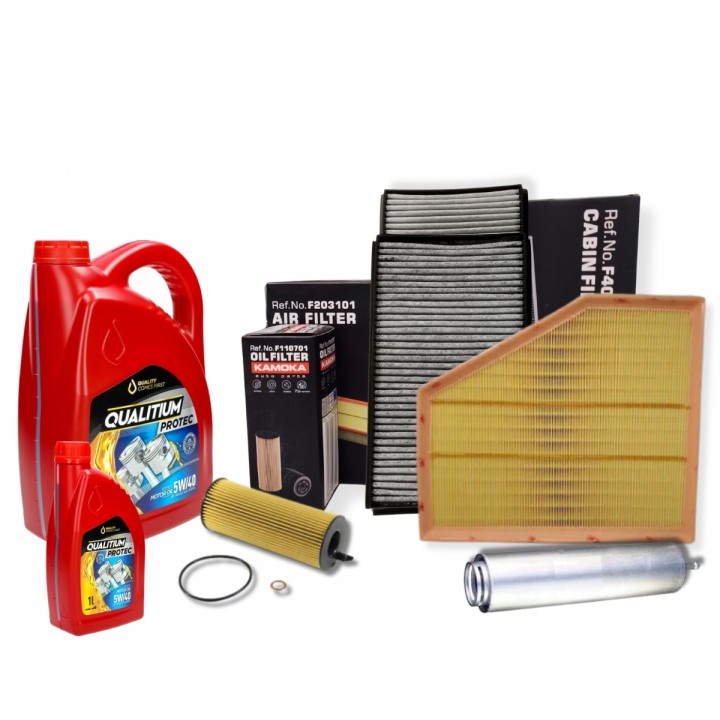 OLEJ 5W40 6L QUALITIUM ZESTAW 4X FILTRÓW BMW E60 E61 520D N47