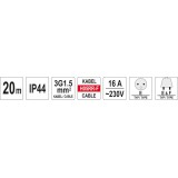 YATO PRZEDŁUŻACZ BĘBNOWY 3X1,5 MM, 20 M