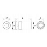 YATO NASADKA 1/2" UDAROWA 29 MM X 78 MM 6-KĄTNA DŁUGA