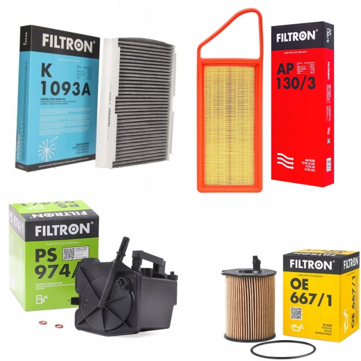 ZESTAW FILTRÓW OLEJ KABINA PALIWO POWIETRZE C2 C3 307 1007 1.4 HDI