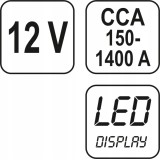 YATO TESTER AKUMULATORÓW CYFROWY 12V