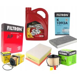 5W30 OLEJ 5L QUALITIUM + ZESTAW 4X FILTRÓW CITROEN C4 I 2.0HDI