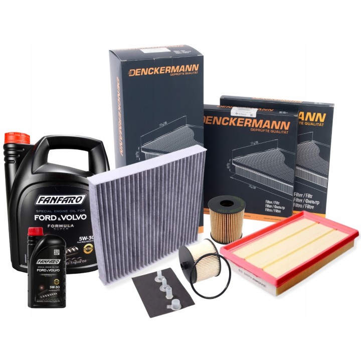 FANFARO 5W30 6L ZESTAW FILTRY FORD FOCUS II CMAX 2.0TDCI VOLVO C30 S40 V50