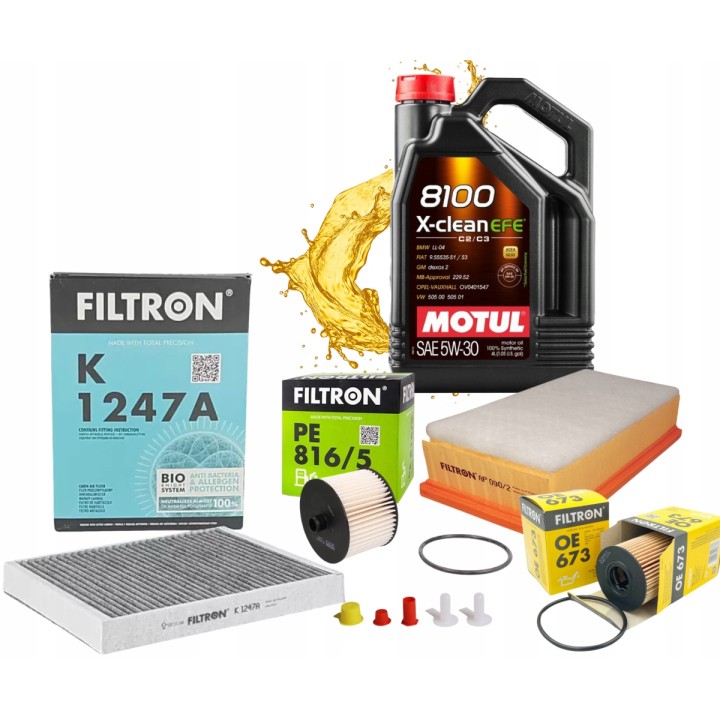 OLEJ 5W30 MOTUL EFE 5L + ZESTAW FILTRÓW CITROEN C5 III PEUGEOT 407 2.0HDI
