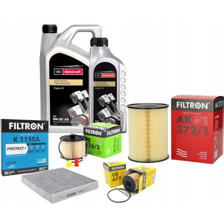 6L OLEJ 5W30 MOTORCRAFT 4X FILTRY FORD FOCUS II MK2 CMAX 2.0TDCI VOLVO