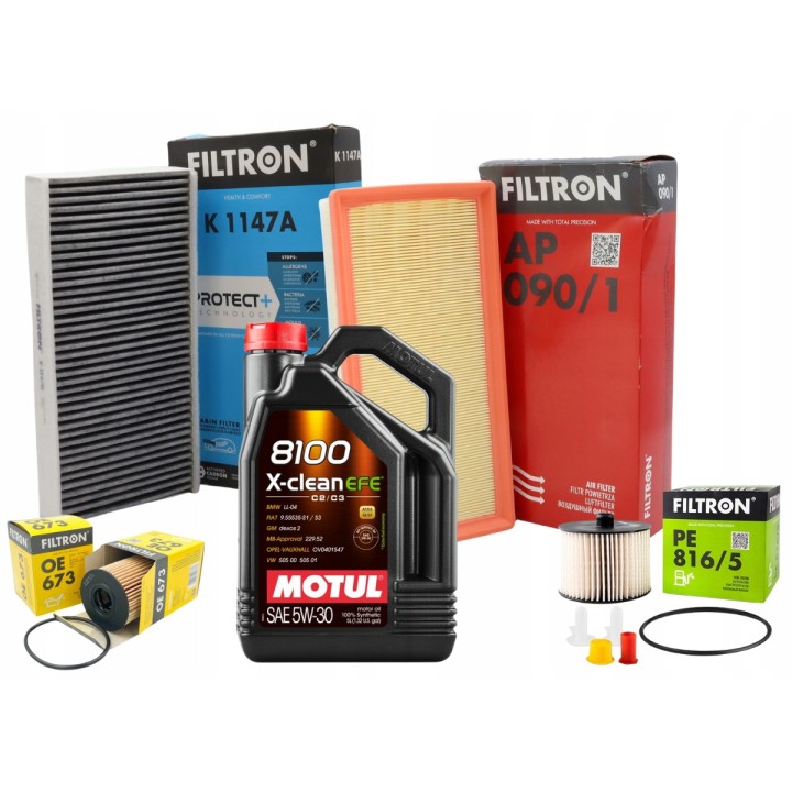 5L OLEJ 5W30 MOTUL EFE 5W30 ZESTAW FILTRÓW PEUGEOT 407 2.0HDI 136/140K