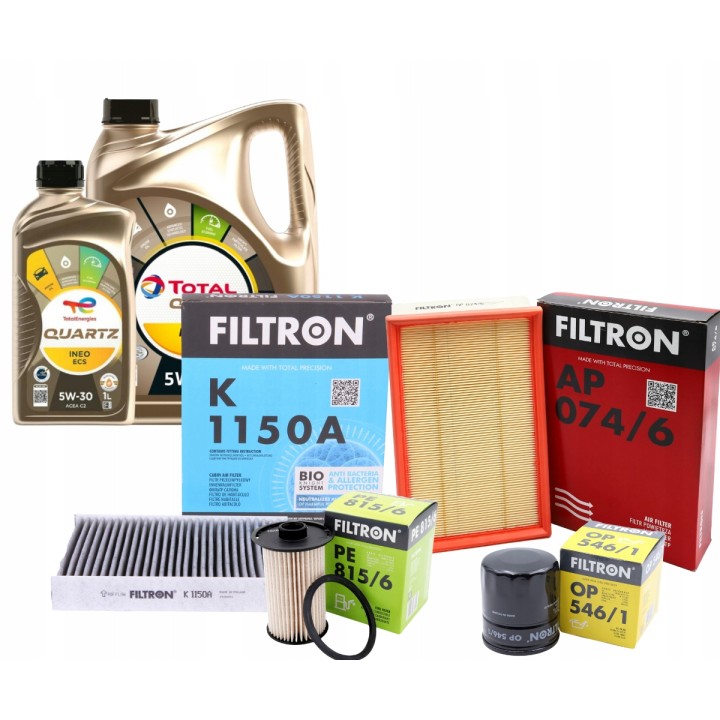 OLEJ 6L TOTAL INEO ECS 5W30 4X FILTRY FORD FOCUS II C-MAX 1.8TDCI