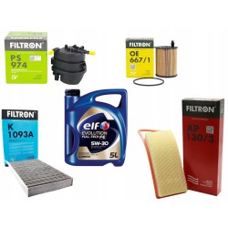ELF 5L 5W30 OLEJ + ZESTAW FILTRÓW CITROEN C2 C3 1.4 HDI