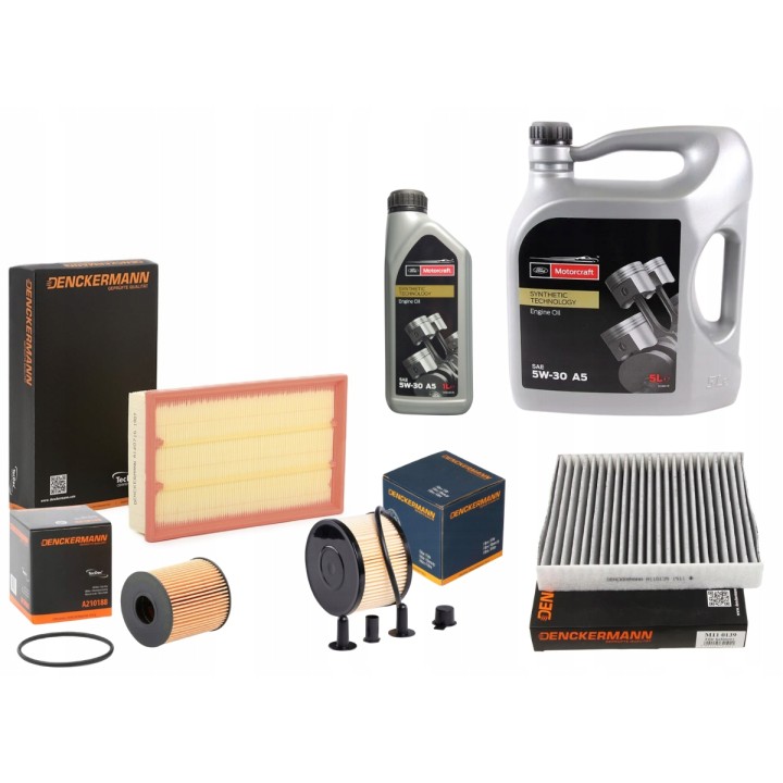 6L OLEJ 5W30 MOTORCRAFT + 4X FILTR FORD FOCUS II MK2 2.0 TDCI PRZEDLIFT