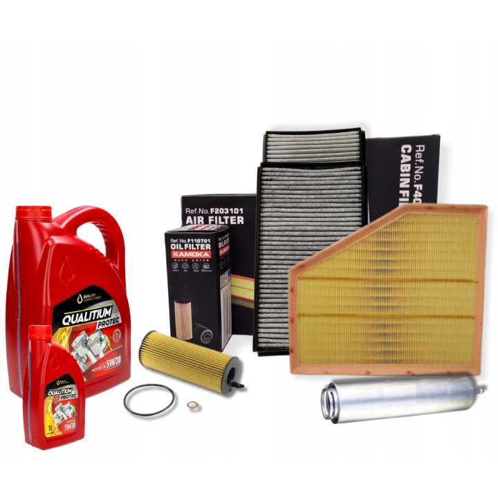 OLEJ 5W30 6L QUALITIUM ZESTAW 4X FILTRÓW BMW E60 E61 520D N47
