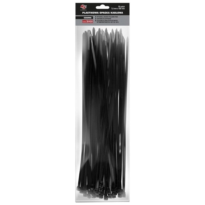 MOJE AUTO OPASKA PLASTIKOWA7,6X450 (1 OPAK. = 50 SZT) CZARNA